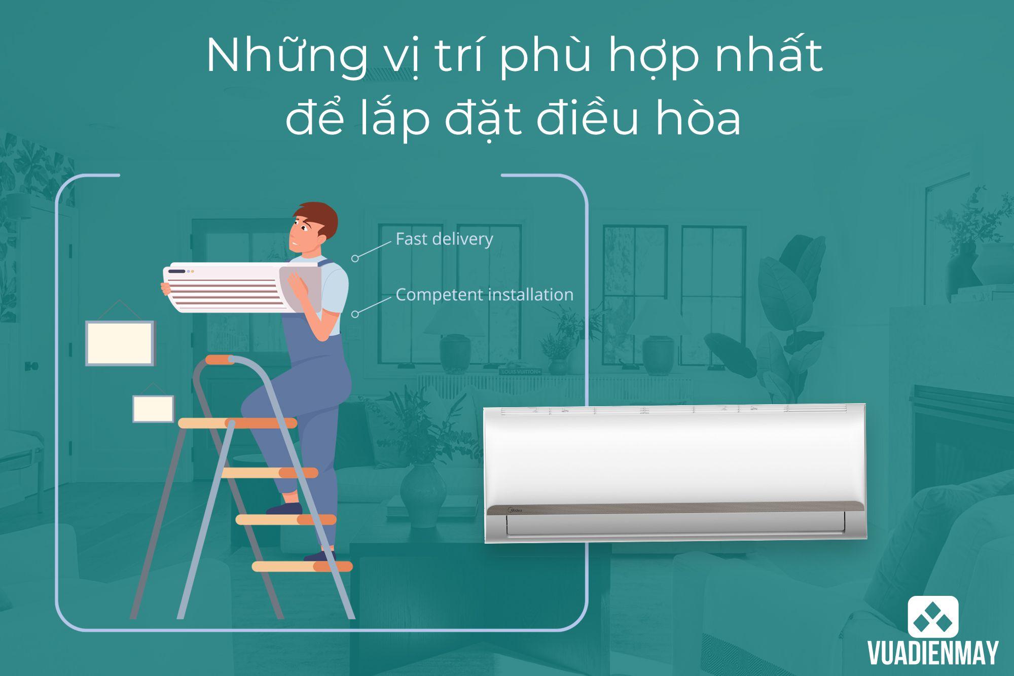 NHỮNG VỊ TRÍ PHÙ HỢP NHẤT ĐỂ LẮP ĐẶT ĐIỀU HÒA